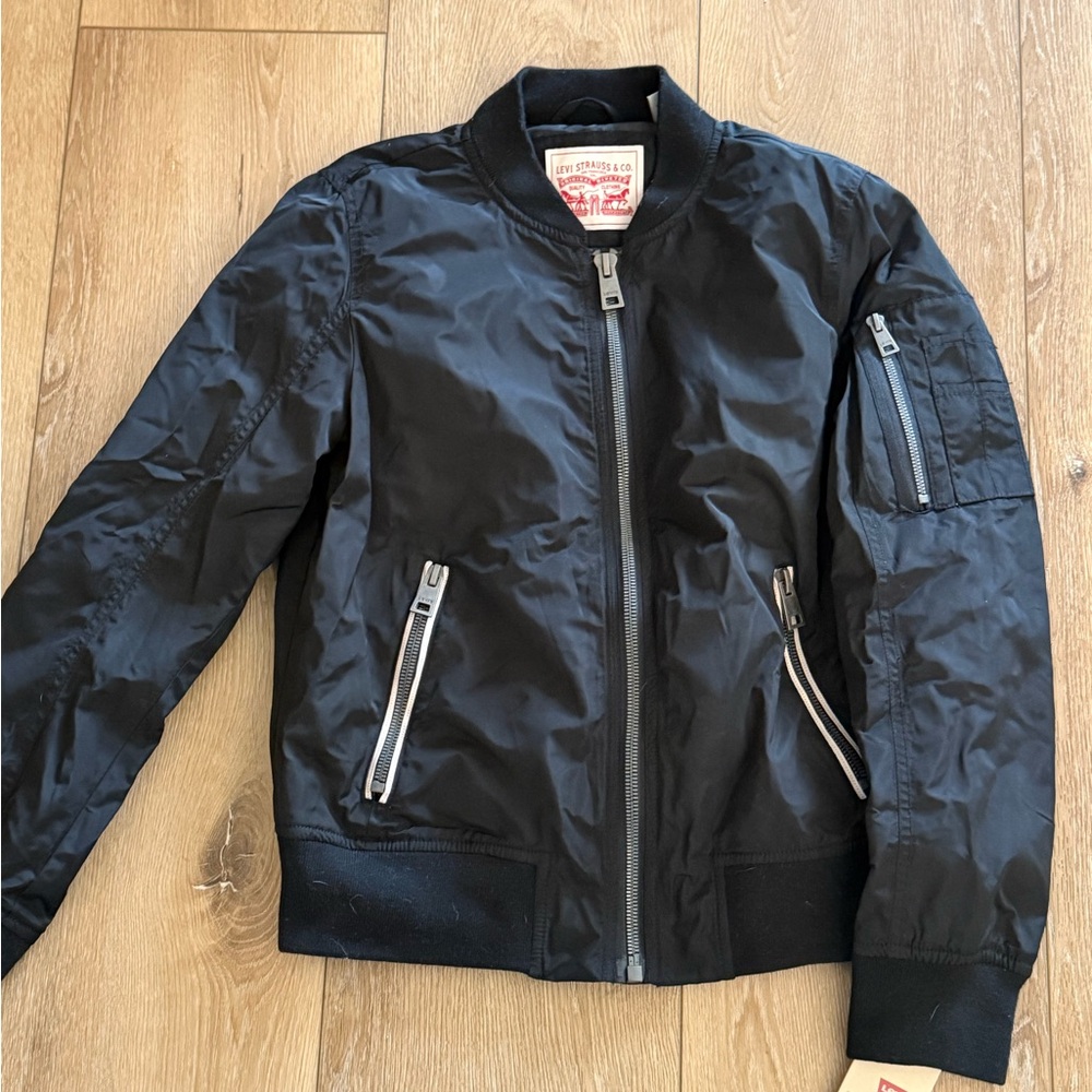 Levi's Womens Melanie Zip Detail Bomber Jacket In Black Size small